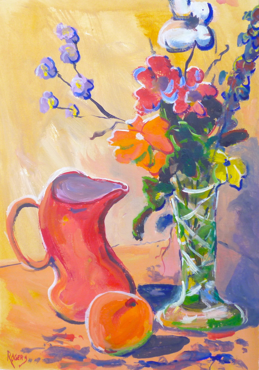 Vase, Jug and Orange No 1 - Click Image to Close