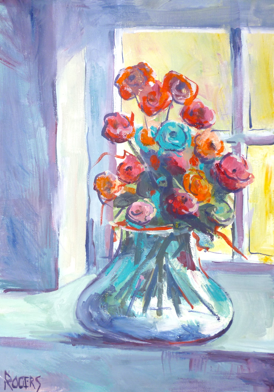 Vase of Flowers on Window Sill
