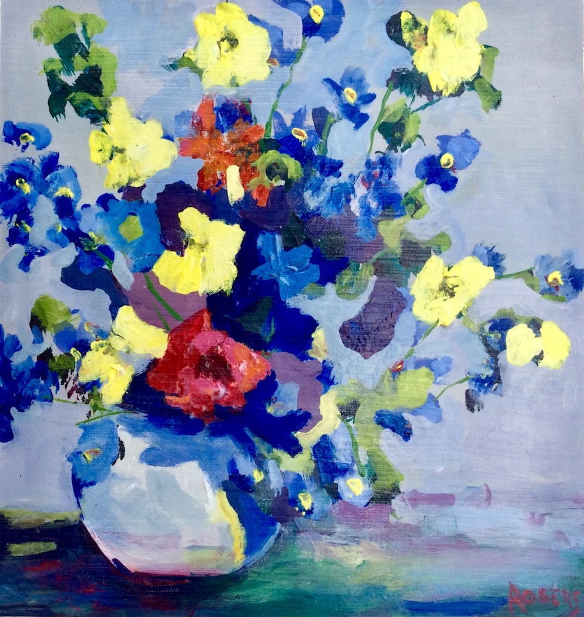 Vase with Blue Flowers - Click Image to Close