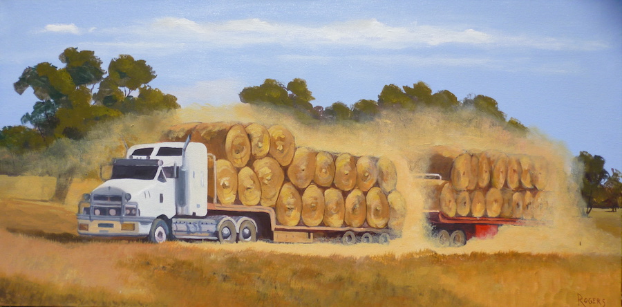 Hay Bales on B-Double Truck